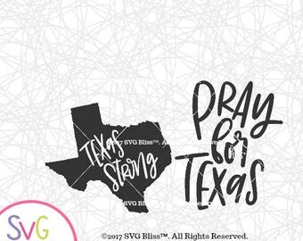 Texas Fundraiser SVG Bundle- 2 Handlettered Designs for Cricut or Silhouette, Pray for Texas, Texas Strong