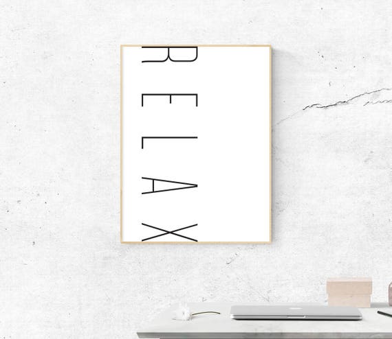 Relax Print Black and White Art Relax Wall Art t Digital