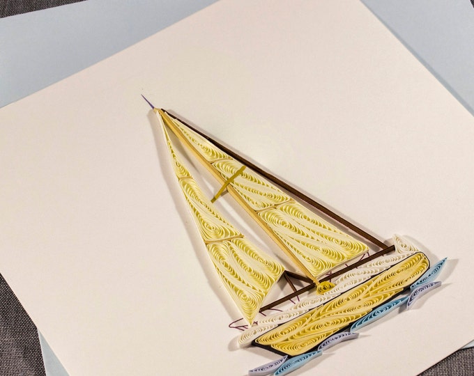 3D Blank Quilled Card Happy Birthday Boat Quilling Card