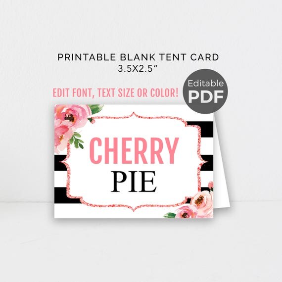 food tent cards ediatable template diy kate place cards spade