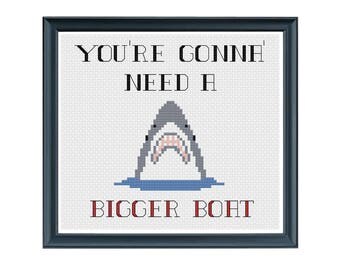 CROSS STITCH PDF - You're Gonna Need A Bigger Boat Cross Stitch - Jaws Shark Pattern - Funny Modern Cross Stitch Pattern - Download #1-04