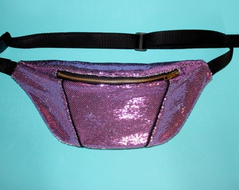 Sequinned baby pink bumbag/ festival bag/ fanny pack
