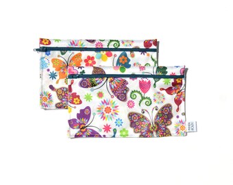 Sacs à collation réutilisables - Papillons - Reusable snack bags - 2 snack bags - Butterflies
