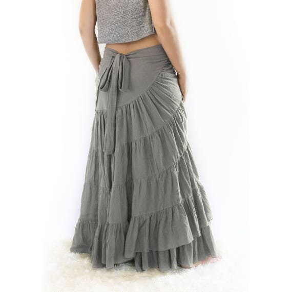 long ruffle maxi skirt
