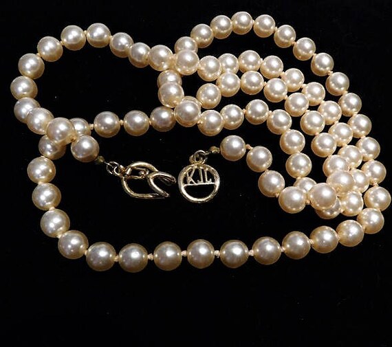 Vintage Kenneth Jay Lane Faux Pearl Necklace / KJL Opera Length 30" Necklace / Designer Fashion Wedding