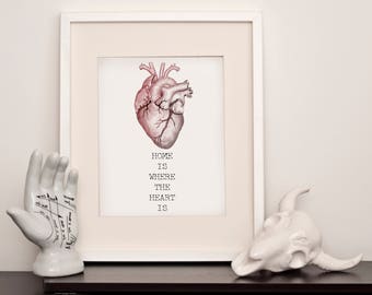 Printable Anatomically Correct Home is Where the Heart Is - Printable Wall Art - A4