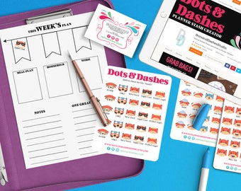 Flame the Fox variety sheet, half sheet stickers, planner stickers, small planner stickers, bullet journal, travelers notebook, HSFF02
