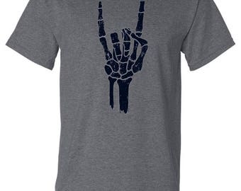 skeleton rock hand shirt