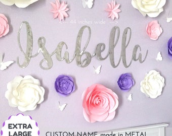 large, metal wall art, baby name sign, metal name sign, girl room decor, girl nursery, girl name sign, metal sign personalize, script name