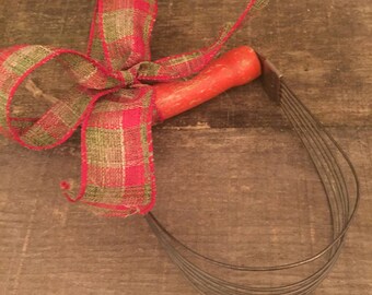 Dough Kneader with Red Wooden Handle Vintage