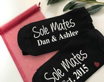 Suola Mate calzini, cotone anniversario, matrimonio calzini, calze adulto, paio di calzini, calzini personalizzati, regali per il fidanzato, regalo per la ragazza,