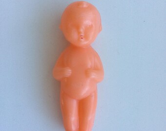 Vintage soviet kewpie doll, Retro naked doll, Soviet simple plastic toy, Baby doll collictible