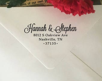 Address Stamp, Wedding Return Address Stamp, Personalized Self Inking Address Stamp, Address Stamp with Names, Wood Rubber Stamp for Invites