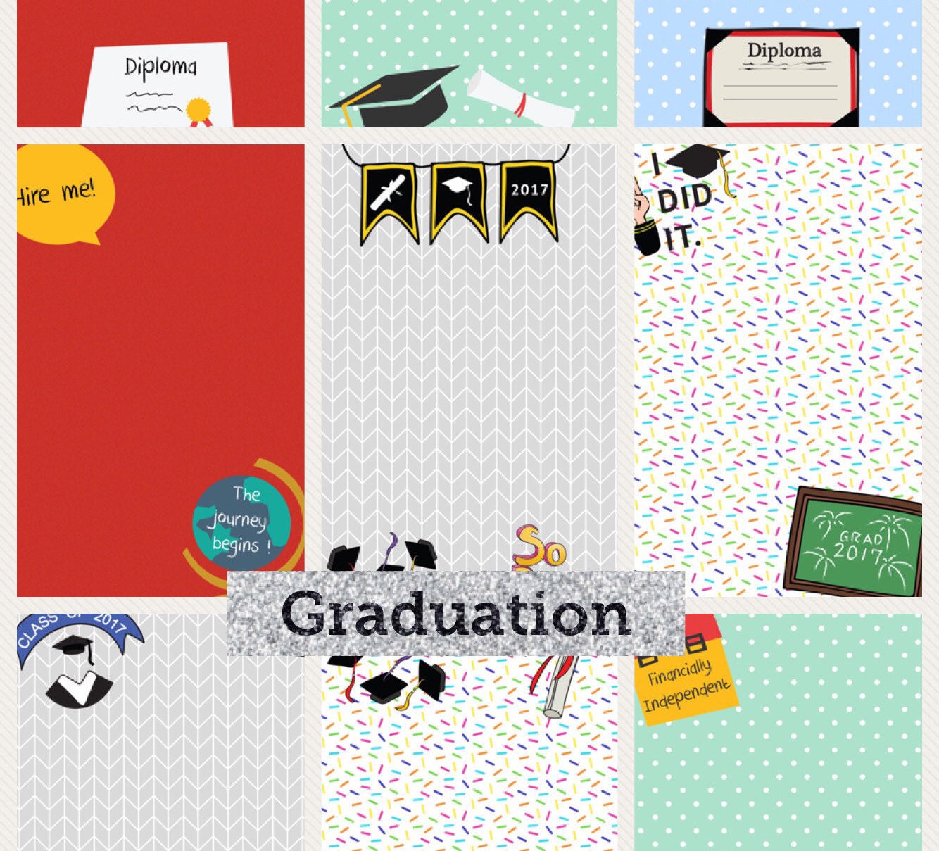 PRINTABLE Graduation Digital Paper Pack Scrapbook Paper Set Of