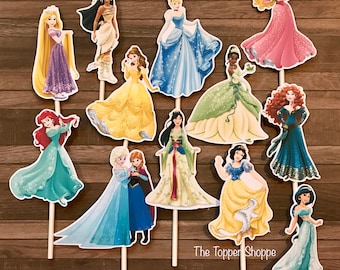 DISNEY PRINCESS Cupcake Toppers / Cake Toppers / Die Cuts / Birthday Party / Decorations / Cake Pops / Supplies / Decor / Fast Shipping
