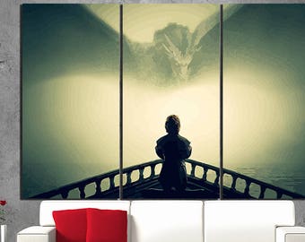 Game of Thrones art Dragons print Seven Kingdom canvas Game of Thrones deco Dragons art canvas Targaryen Dragon art Fantasy canvas Art print