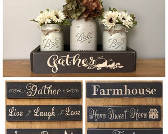 Fall Centerpiece, Fall Table Decor, Fall Decor, Fall Decoration, Gather Sign, Rustic Home Decor, Fall Mason Jar Centerpiece, Sunflowers