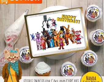 Five Nights at Freddy's Personalized Party Edible Cake image. Cake Topper. Baking Supplies