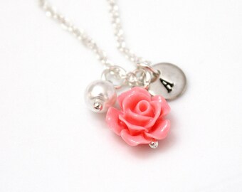 Personalized Flower Girl Necklace, Kids Wedding Jewelry, Childrens Personalized Necklace, Childrens Jewelry, Wedding Gift, Flower Girl Gift