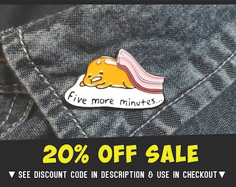 GUDETAMA lapel pin - Lazy egg bacon japan kawaii funny enamel sanrio friend birthday fashion brooch cute food art tokyo japanese hello kitty