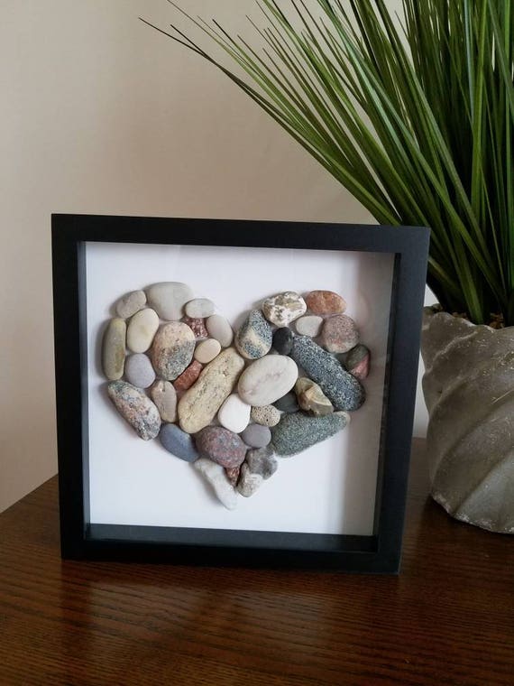 Heart Stone Rock Shadow box picture art