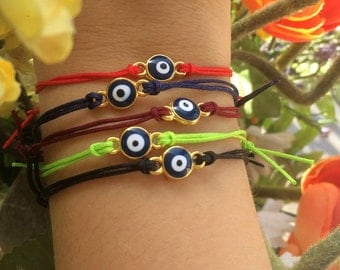 evil eye bracelet- evil eye jewerly- protection bracelet-friendship bracelet- string bracelet- gold eye- small eye- minimal bracelet