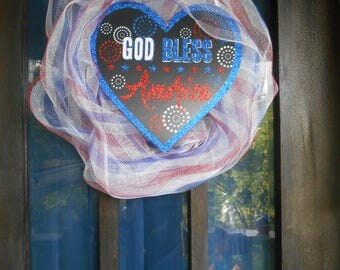 Patriotic Mesh Wreath