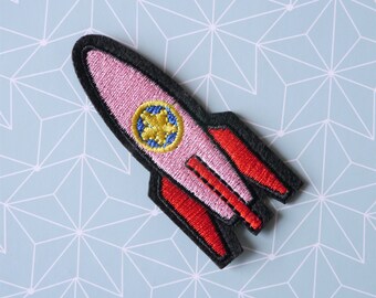 Pink Rocket Patch - Rocket Iron on Patch - Space Galaxy Patch - Pink Space Shuttle Patch - Astronomy Thermocollant Patch - Applique