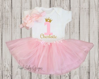 First Birthday Girl, First Birthday Girl Outfit, Pink and Gold First Birthday Girl Outfit, First Birthday Outfit, One Birthday Outfit
