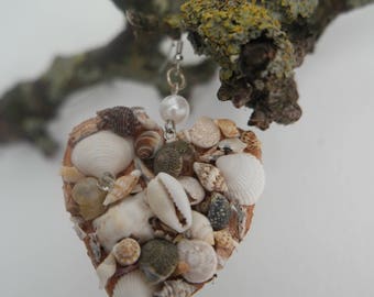 Earrings heart beach