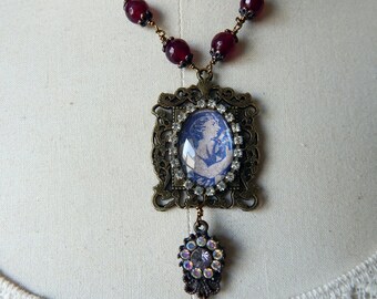 Baroque Portrait Assemblage Antique Style Pendant Necklace