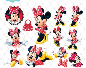 Minnie Mouse Clipart, PNG Clip Art Files, Minnie Mouse Printable Images, Digital Download, Scrapbook, Transparent Background, Blue-025