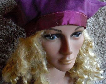 Beret wool and taffeta Purple Star