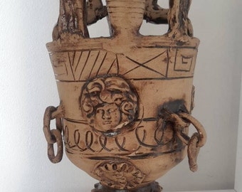 ANCIENT ROMAN KRATER - Vase - Gorgona Meduza - Pottery- Replica