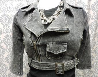 Banned Alternative SLITHER CROP BIKER JACKET