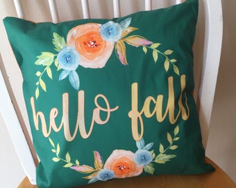 Pillow cover / Throw Pillow Cover / Fall pillow cover / hello fall / watercolor floral pillow cover / 14x14