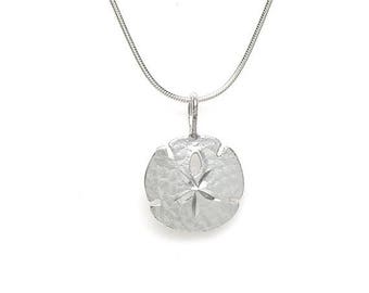 SALE Sand Dollar Sterling Silver Sea Life Pendant Charm Customize Necklace no. 2014