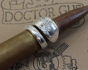 Silver Spoon Ring - Queen Bess 1946 - Doctor Gus Handcrafted - Recycled Vintage Silverware - Boho Style Sterling Silver Plated Spoon Jewelry