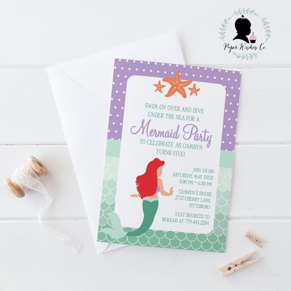 DIY Mermaid Invitation Little Mermaid Birthday Invitation