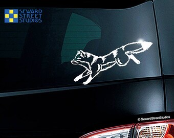 Fox Decal / Running Fox Window Sticker / Jumping Fox Laptop Decal / Leaping Fox Car Sticker / Running Fox Sticker / 4" h x 8"w / #677