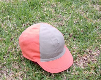 Small Olive Green and Orange cycling cap - double sided