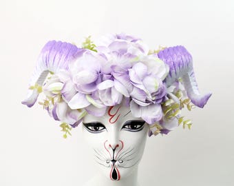 Lavender grove vegan ram horn costume headdress