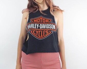 Vintage Harley-Davidson Logo Cropped Muscle Tee
