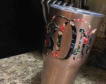 Classy Black Floral Yeti Tumbler Decal Yeti Cup Decal Monogram Car Decal Car Stickers Car Decor Car Decals Monogrammed Vinyl Decal for Yeti