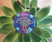 Orgone Pendant - Turquoise - Witch's Knot - Crystal Healing Jewellery and New Age Gift - Resin and Gemstones - Large