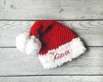 Baby Santa Hat - Personalized Santa Hat - Baby Christmas Hat - Personalized Baby Hat - Santa Hat - Newborn Santa Outfit - Newborn Santa Hat