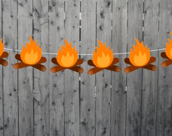 Fire Garland, Camping Garland, Camp Fire Garland, Camping Banner, Camping Decorations, Camping Photo Prop