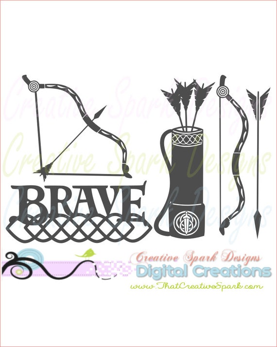 Download Brave Inspired Merida's Bow and Arrow silhouette set SVG