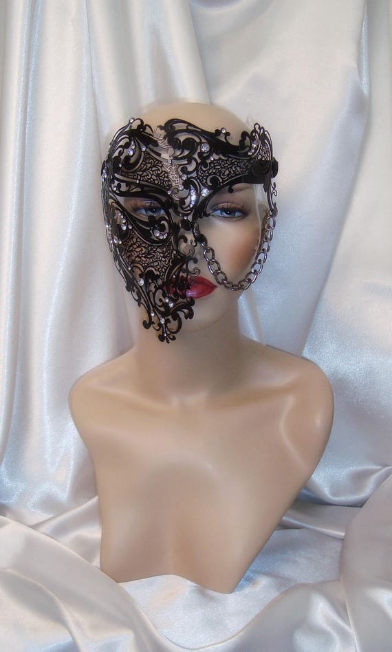 Black Phantom of the Opera Mask Phantom Half Face Skull Mask