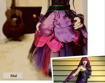 descendants 2 dress Disney costume Mal descendants outfit Mal outfit movie Disney birthday dress girls descendants costume Disney Mal outfit